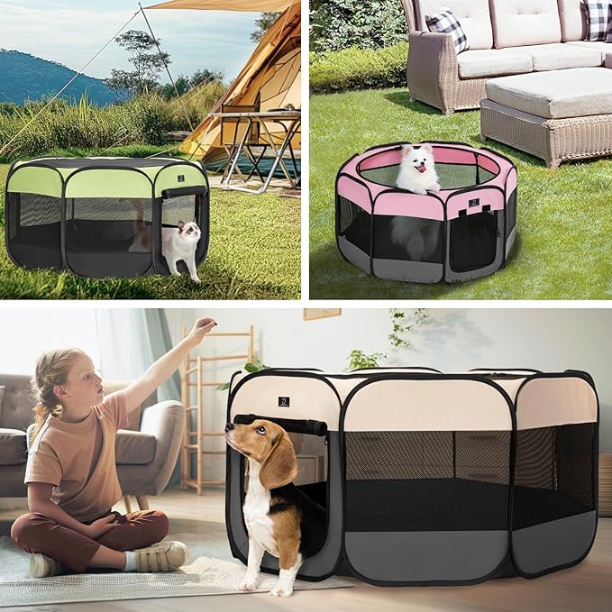 A4Pet Portable Kitten Playpen for Cats, 27" Foldable Pet Playpen for Puppy/Cat/Rabbit/Chick, with Removable Zipper Top & Mesh Panel(11”W × 7.5”H)