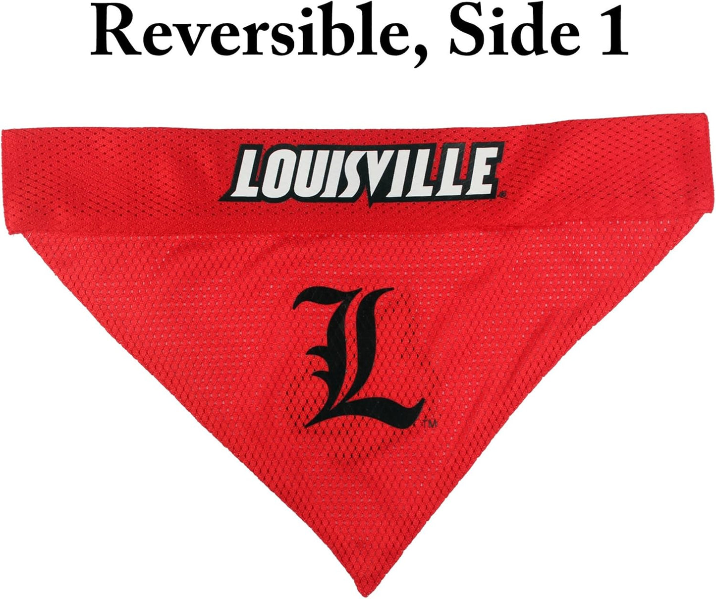 Pets First Collegiate Pet Accessories, Reversible Bandana, Louisville Cardinals, Large/X-Large