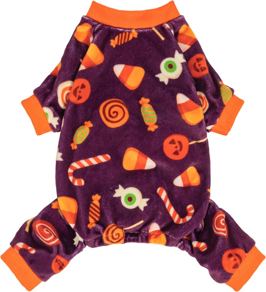 Fitwarm Halloween Candy Dog Pajamas, Funny Costumes for Small Dogs Boy Girl, Pet Outfit, Purple, Orange, XL