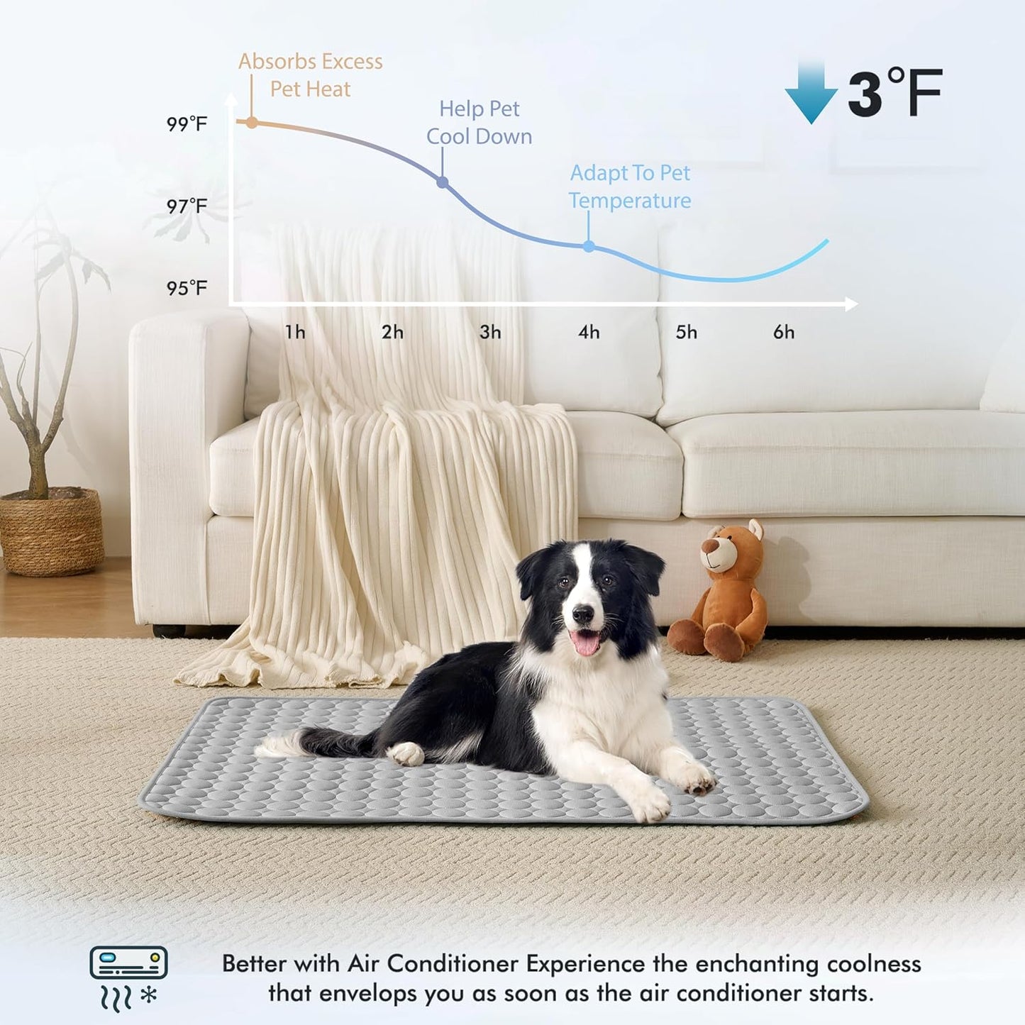 MICROCOSMOS Summer Cooling Mat & Sleeping Pad- Water Absorption Top, Materials Safe, Easy Carry, EZ Clean. Keep Cooling for Pets, Kids and Adults.(Grey, 24" x18")