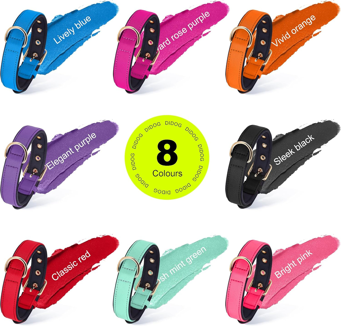 Didog Soft Padded Dog Collars for Small Dogs, Lightweight and Breathable Dog Collar with Metal Buckle, Rose Purple, M