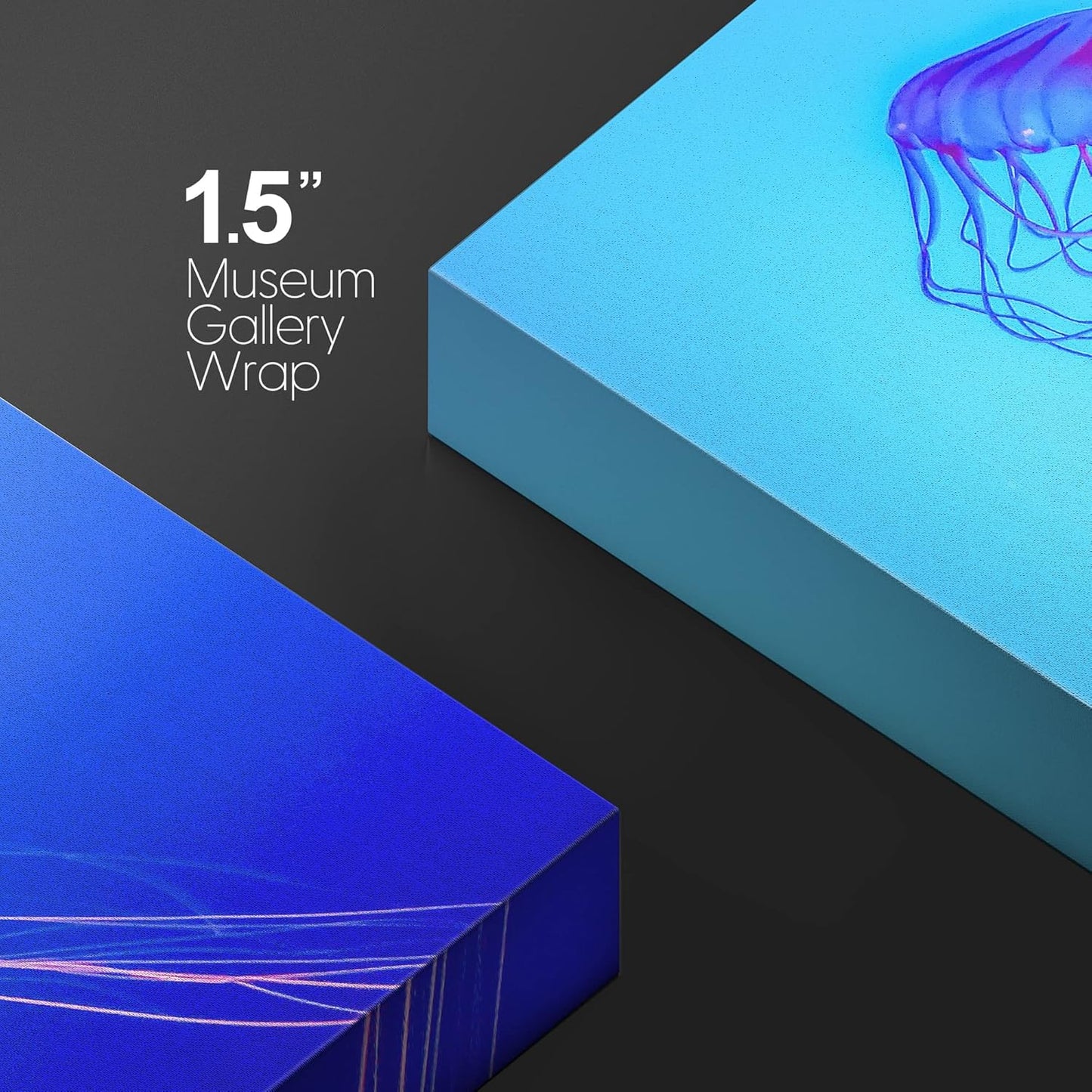 wall26 Canvas Print Wall Art Vibrant Neon Blue Pink Jellyfish Deep Sea Nature Animals Photography Realism Rustic Scenic Landscape Wilderness Earth Colorful for Living Room, Bedroom, Office - 12"x18"