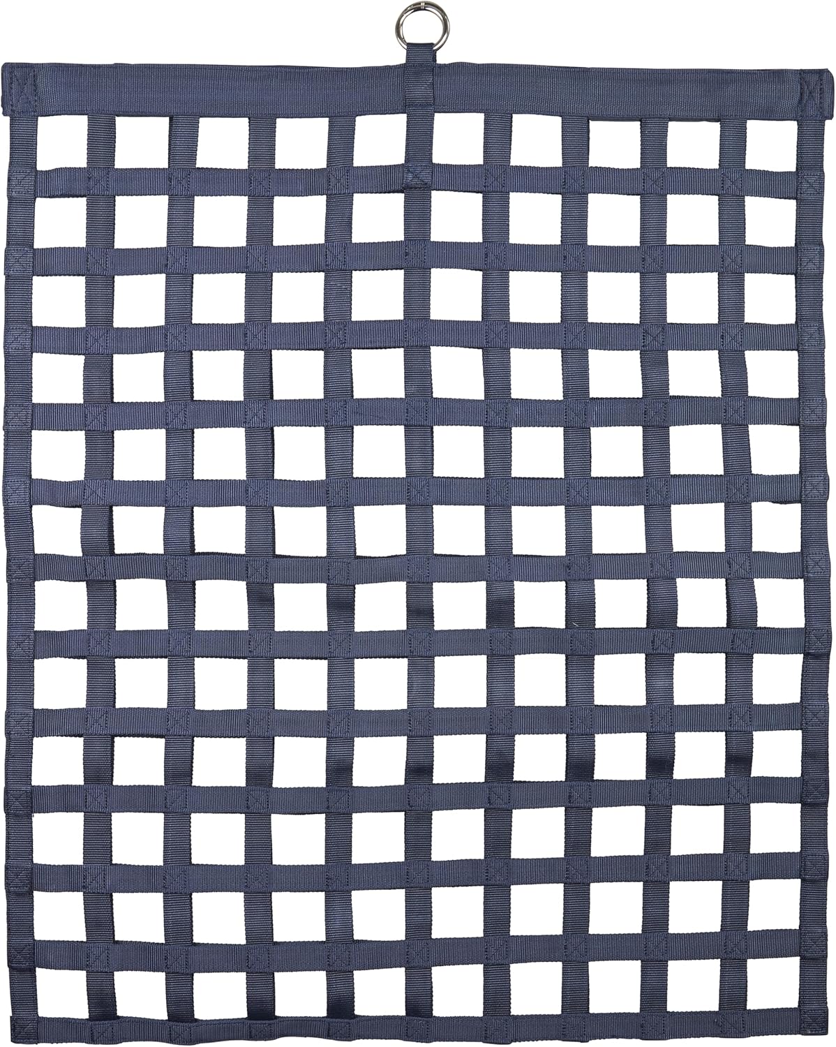 SmartEquine Slow Feed Hay Bag for Horses | Hay Feeder Net with Resistant Nylon | Gator Mouth Enclosure for Easy Loading | Fits 10-15 lbs of Hay | 4 Flakes Bag | 37" x 30" | Navy Blue | 2" Holes