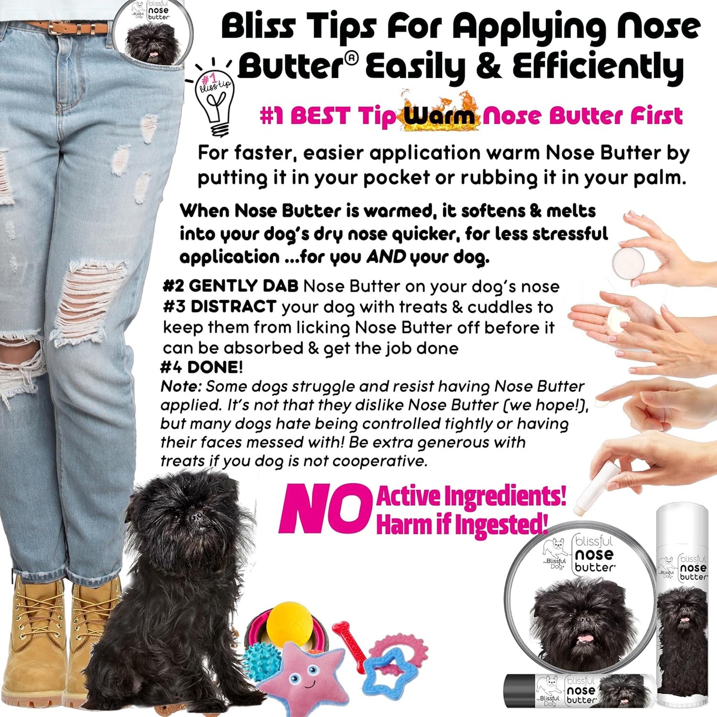 The Blissful Dog Affenpinscher Nose Butter for Dry, Cracked Skin, Lick-Safe Dog Nose Balm with Moisturizing Shea Butter, Almond, Olive, and Essential Oils, Pet Supplies, Uncented, 0.50 oz.