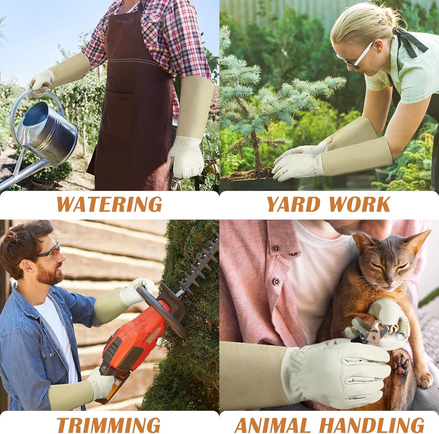 HANDLANDY Rose Pruning Gloves for Men & Women, Long Thorn Proof Gardening Gloves, Breathable Pigskin Leather Gauntlet, Best Garden Gifts & Tools for Gardener