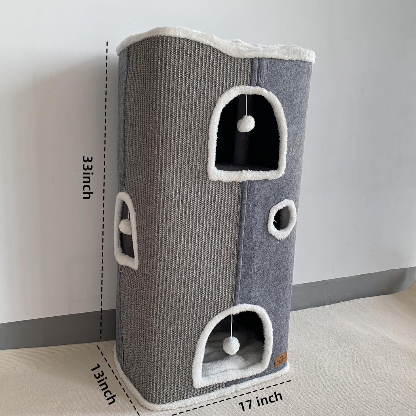 4-Level Cat House for Indoor Cats,Covered Cat Beds and Furniture with Scratch Pad,Hideaway Cave &Cushions,Modern Cat Tower Condo for Multi Small Pet and Large Cats Green