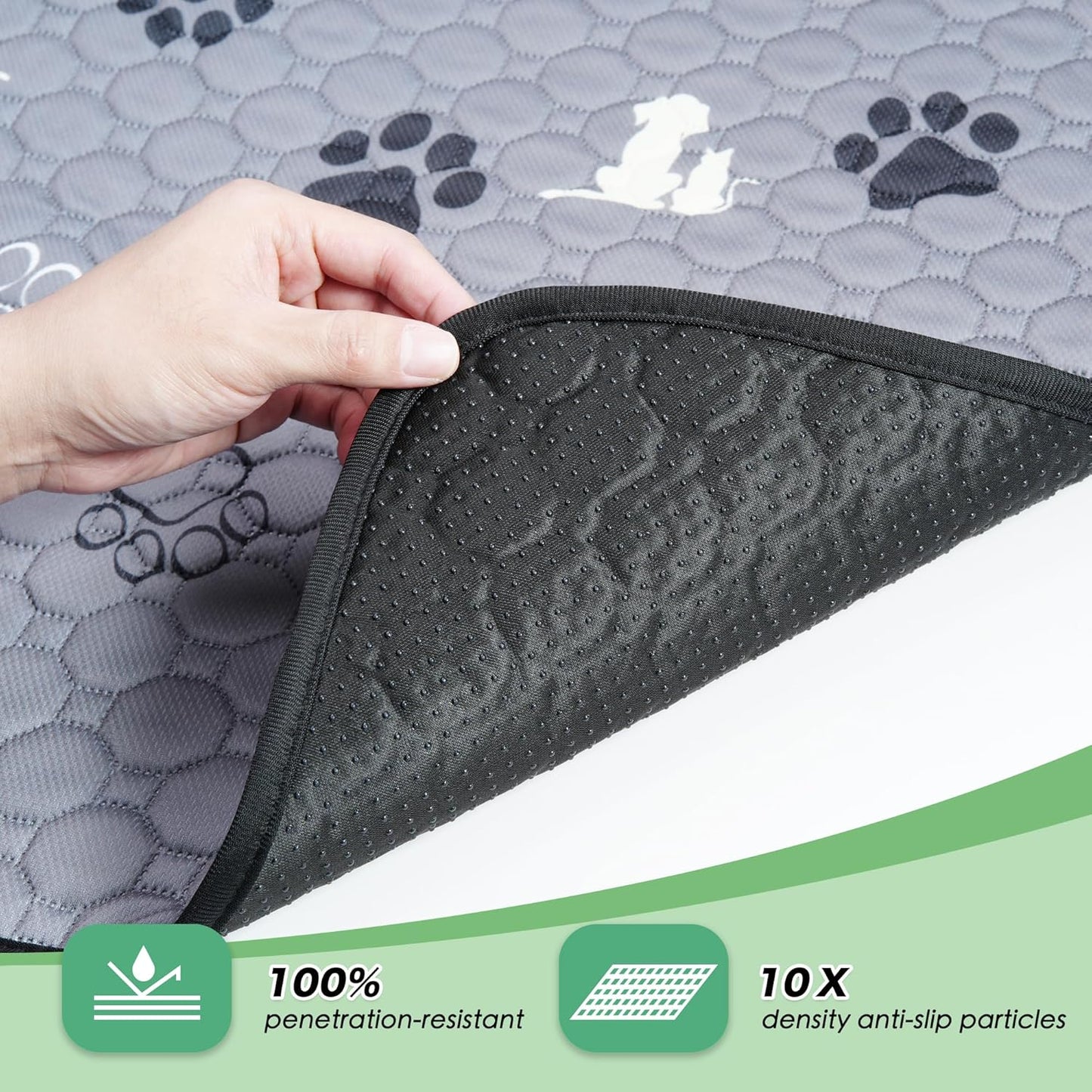 Washable Pee Pads, Puppy Pee Pad for Dogs, 2 Pack Absorbent Reusable Training Dog Pads Pet Puppy Pads, Non-Slip Potty Pads for Whelping, Playpen, Crate, Bed, Grey 34"x63"