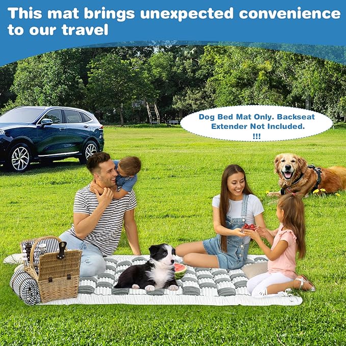 VClife Plaid Dog Car Bed Mat, Non-Slip Backseat Extender Pet Blanket, Washable Dog Bed Mat for SUVs, Sedans & Small Trucks, Portable Travel Pad for Dogs, Wear Resistant, Pet Friendly, Gray, 59"×27.6"