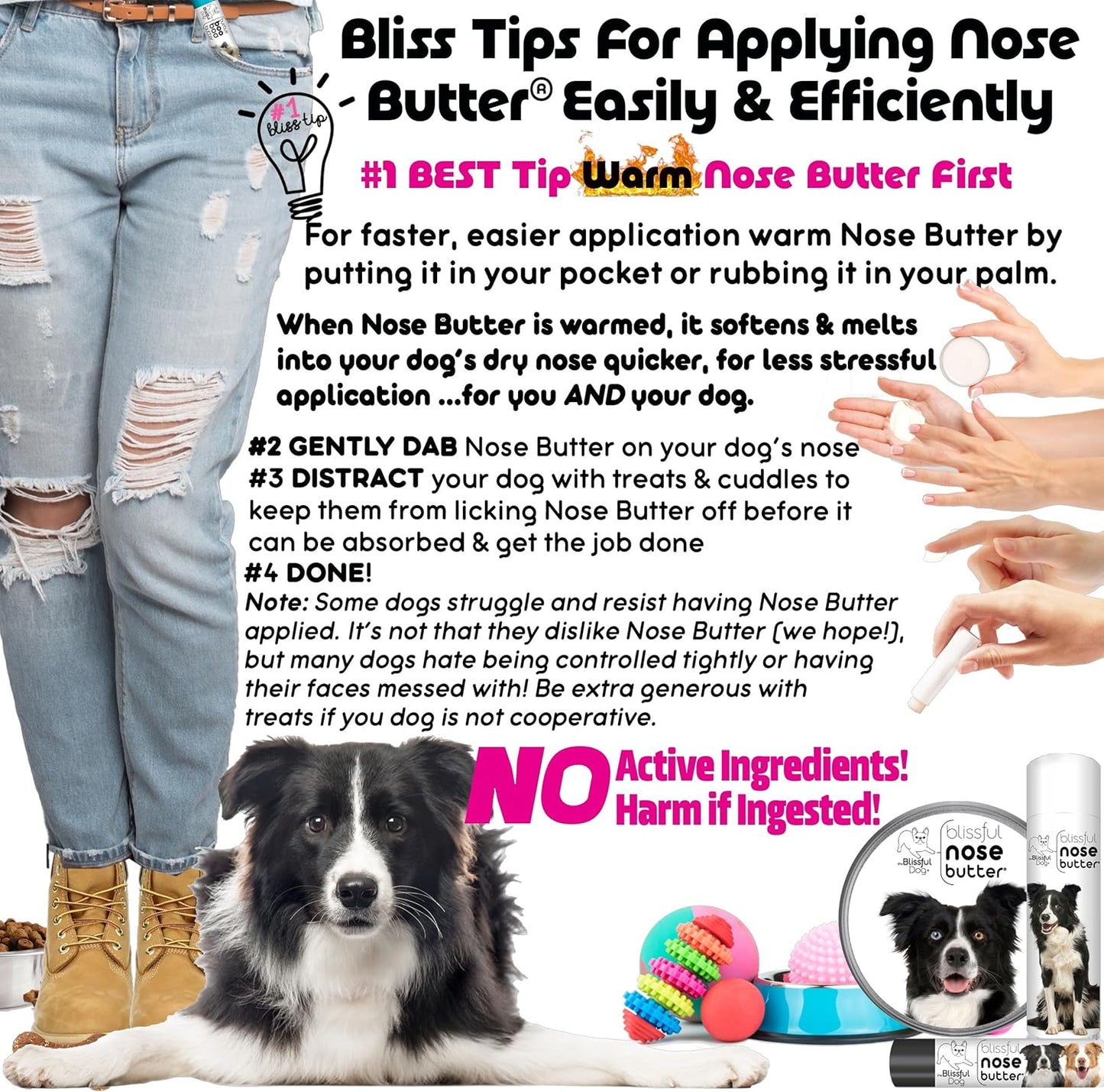 The Blissful Dog Border Collie Unscented Nose Butter, 16oz
