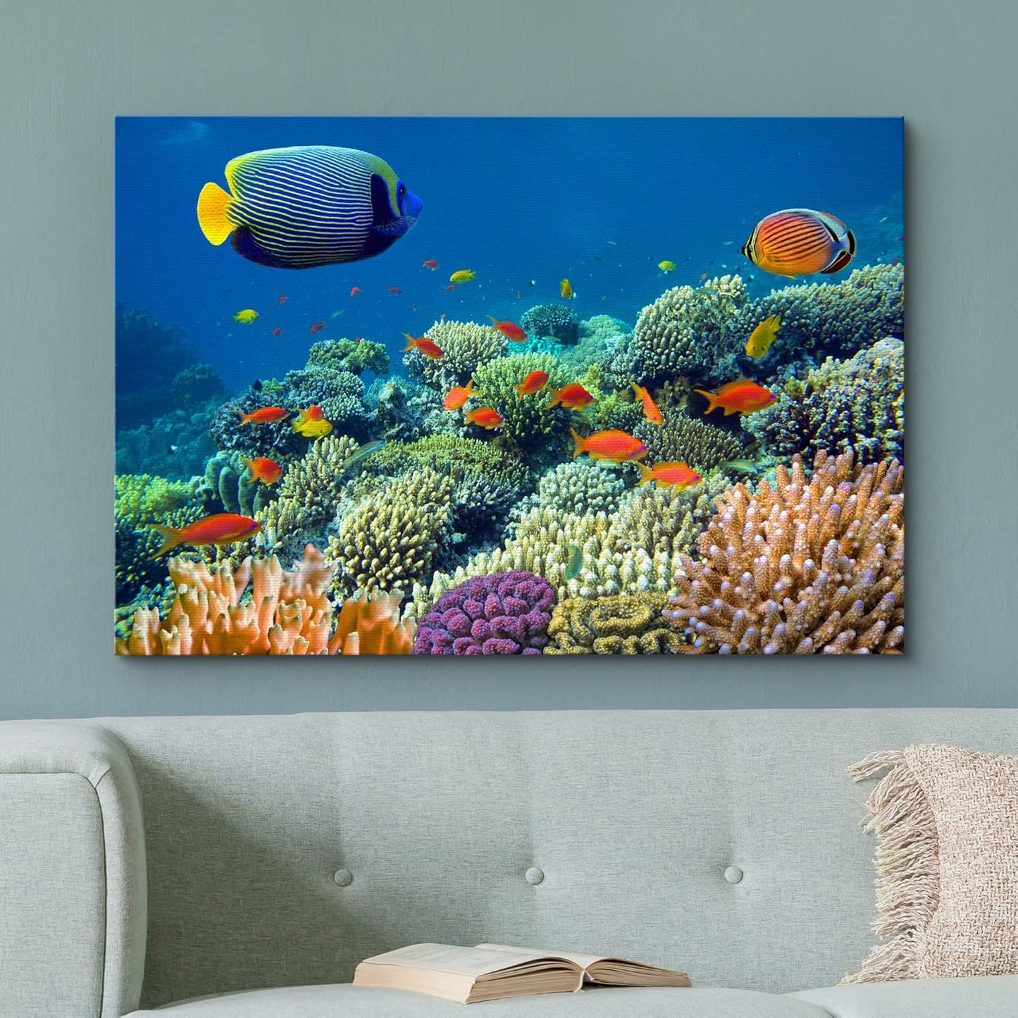 wall26 Canvas Print Wall Art Tropical Underwater Sea Coral Reef Fish Nature Animals Photography Realism Rustic Scenic Landscape Wilderness Earth Colorful for Living Room, Bedroom, Office - 12"x18"