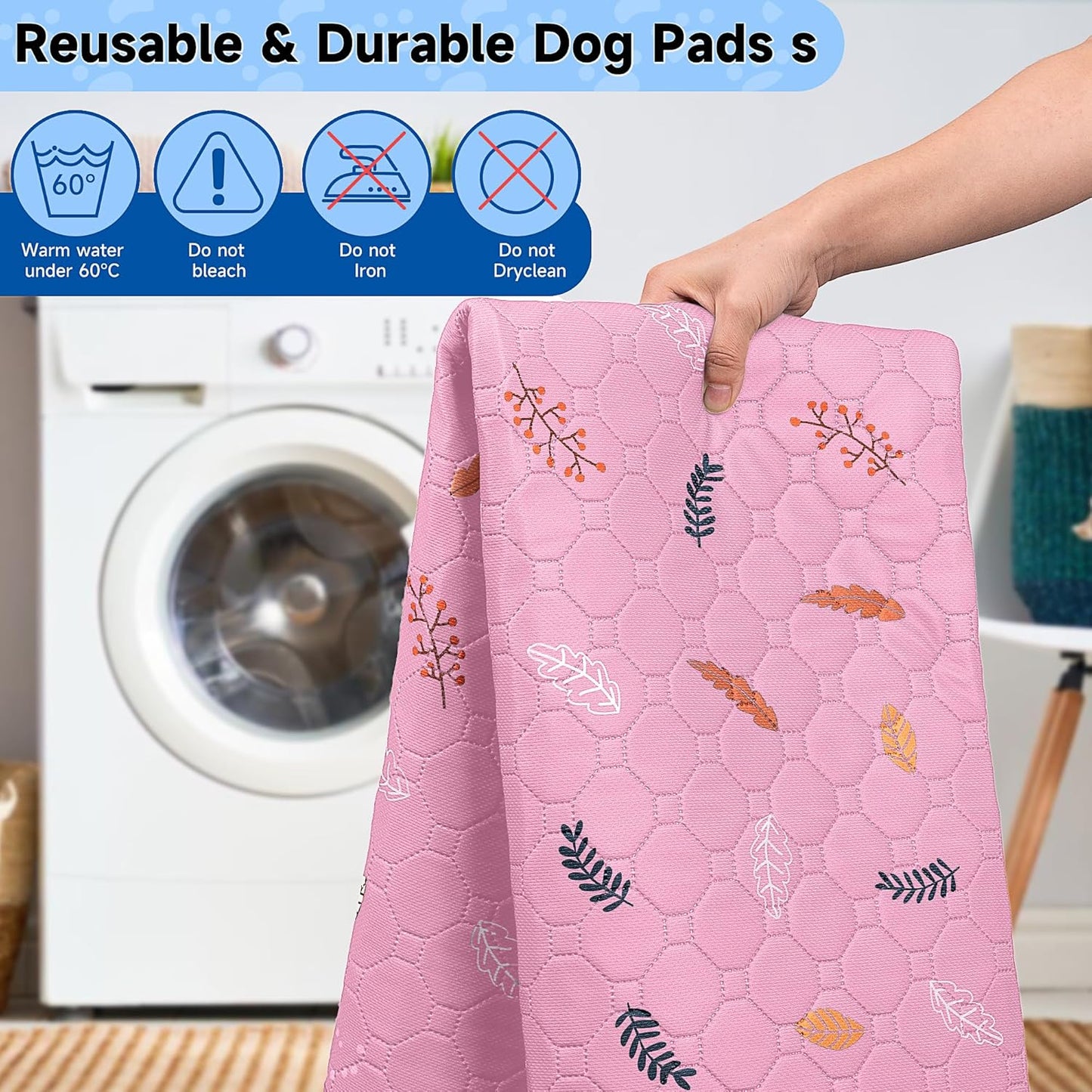 Sunheir 2-Pack Large Reusable Dog Mat for Floor, Dog Playpen, Non-Slip Waterproof Super Absorbent Washable Pee Pads for Dogs, Pet Whelping Pads, Potty Training - Pink, 36" x 72"
