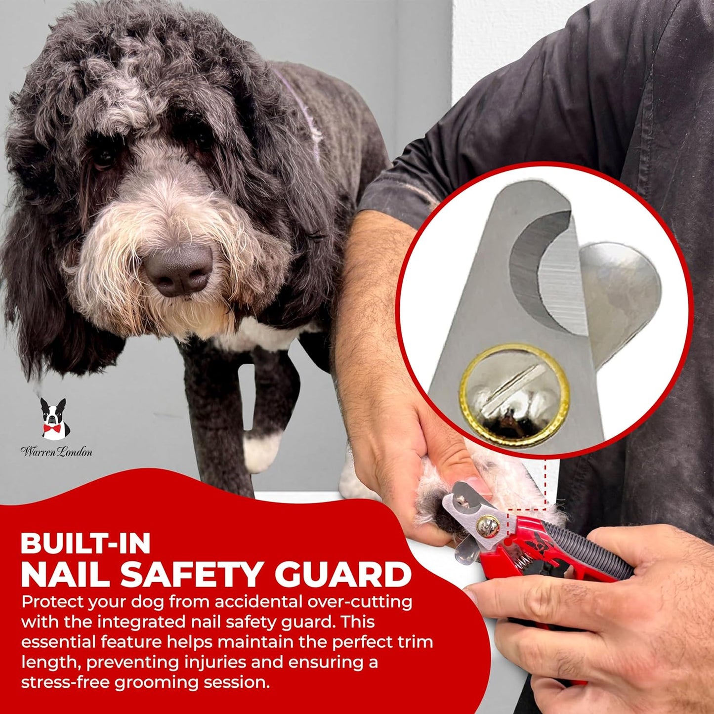 Warren London Dog Nail Clippers – Large Breed Nail Trimmer with Stainless Steel Blade, Safety Guard & Non-Slip Handle | Professional Grooming Tool for All Dog Sizes