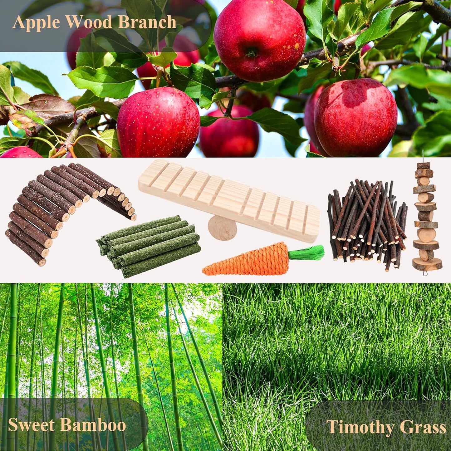 Grddaef Hamster Toys, Guinea Pig Chew Toys Small Animal Enrichment Toys Cage Accessories for Chinchilla Gerbils Rats Bunny Mouse