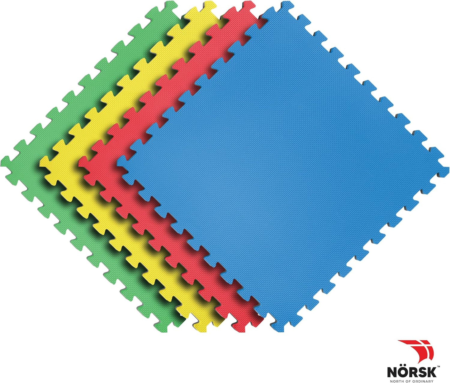 Norsk Reversible Kids Puzzle Play Mats 1/2" Thick EVA Interlocking Foam Tiles (Multicolor/Black 16 Tiles - 64 sq. Ft. 1/2" Thick)