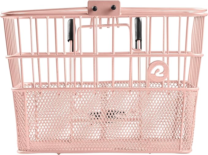 Retrospec Apollo Detachable Front Bike Basket Steel Half-Mesh with Integrated Detachable Hooks and Built-In Handle, Easy Assembly and Portability for Bicycles