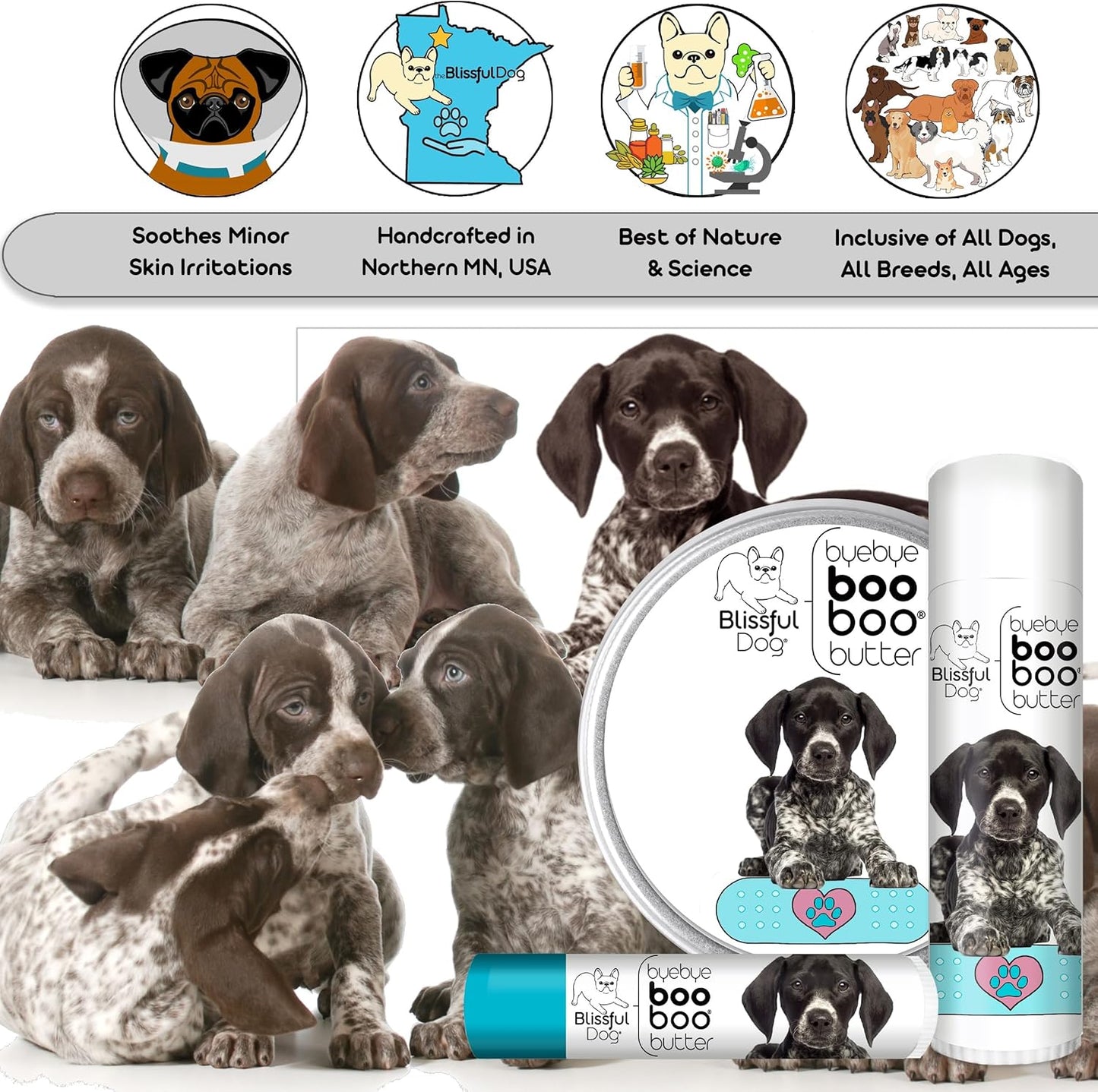 The Blissful Dog 1 oz TIN German Shorthaired Pointer Booboo Butter