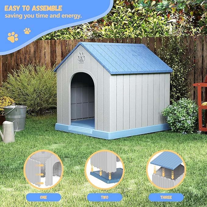 DRATO Dog Houses Resin Small Indoor Outdoor Dog Kennel for All-Weather Use Cozy Shelter for Small Dogs in Home, Garden, or Balcony