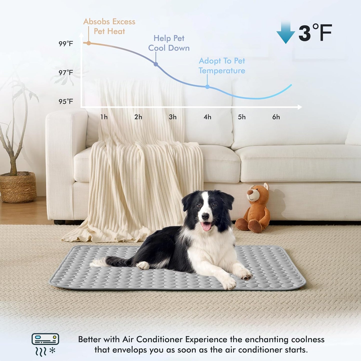 MICROCOSMOS Summer Cooling Mat & Sleeping Pad- Water Absorption Top, Materials Safe, Easy Carry, EZ Clean. Keep Cooling for Pets, Kids and Adults.(Grey, 19" x 15")