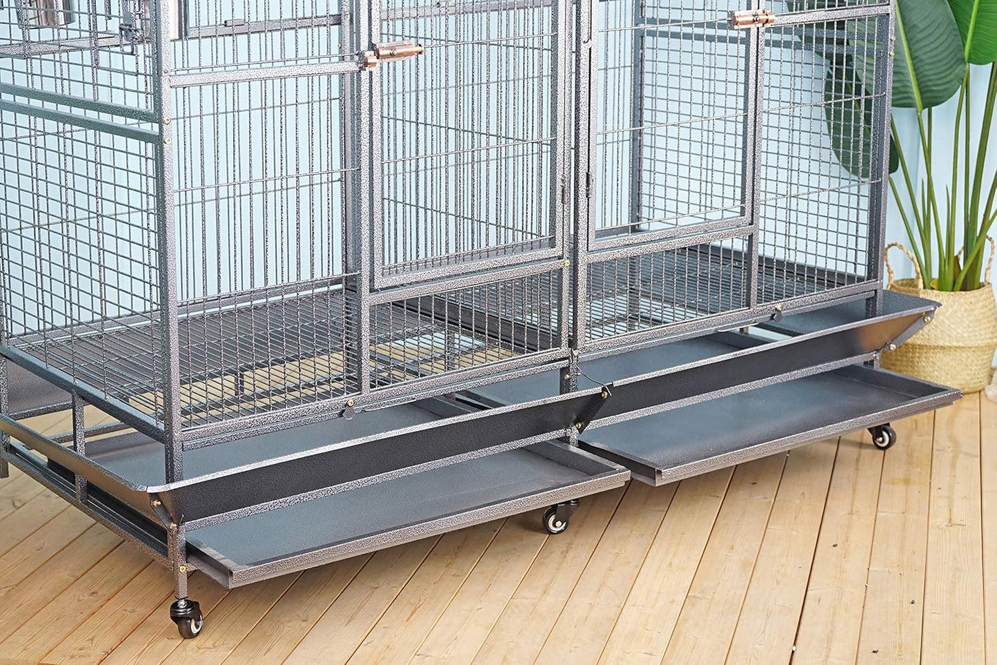 Double Cage with Center Divider for Bird Parrot Aviary W64xD32xH73 New