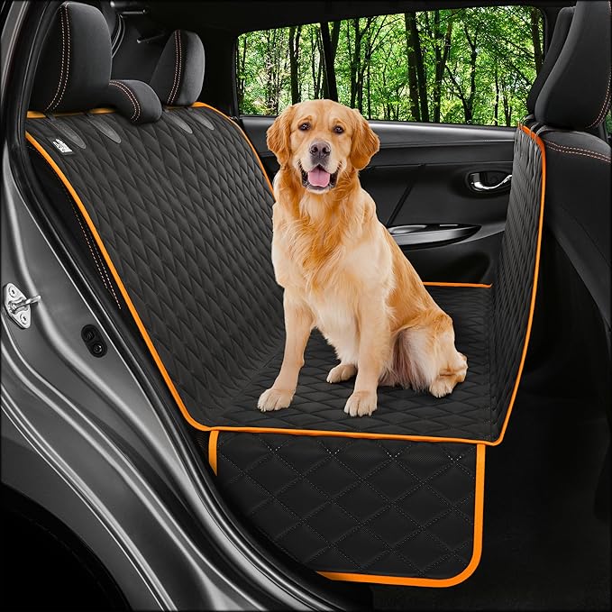 Dog Car Seat Cover for Back Seat, Waterproof Hammock for Car, SUV & Truck, Non-Slip Backseat Cover for Dogs, Heavy-Duty Dog Hammock Style Seat Protector Pets, Easy to Install & Clean