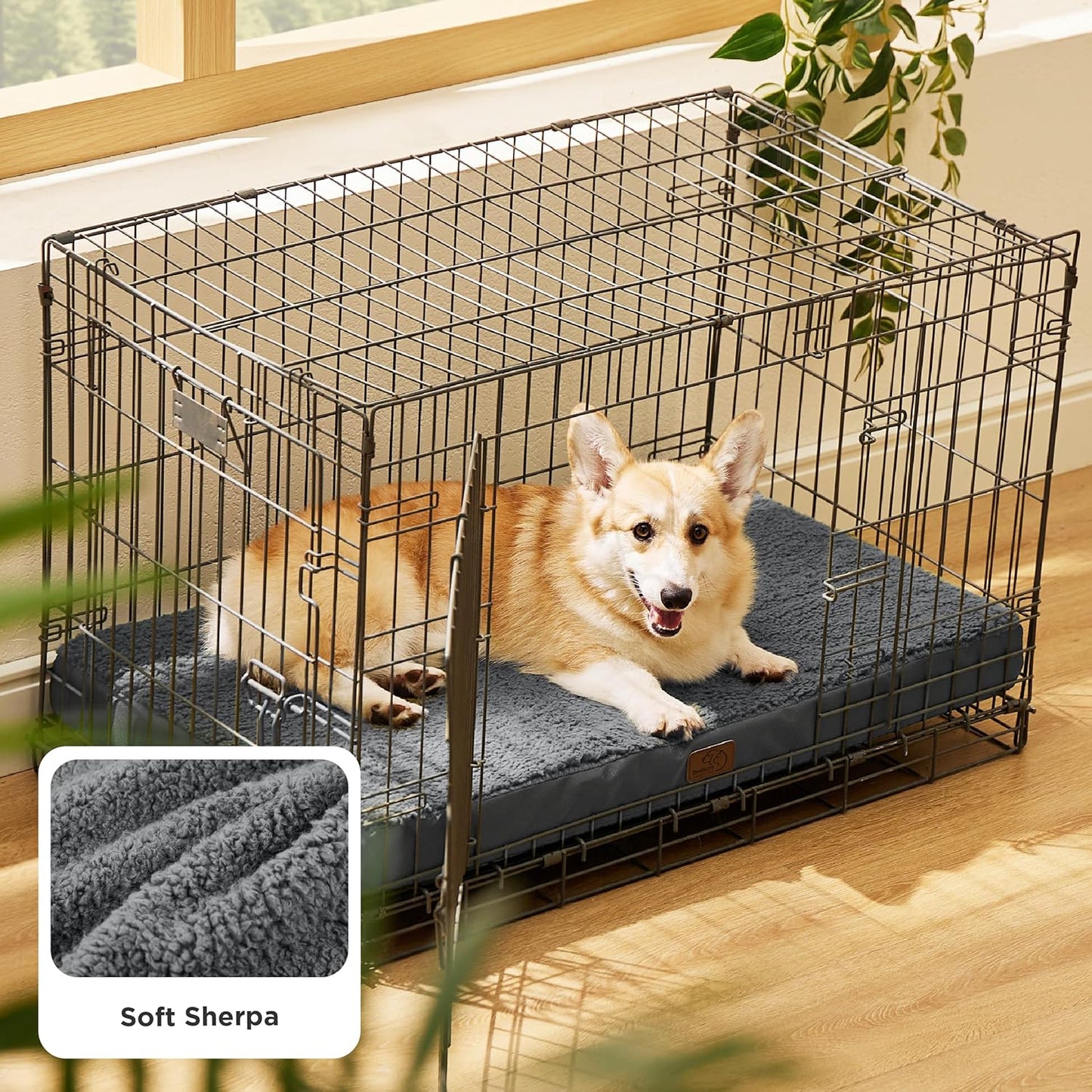 Bedsure Large Dog Bed for Crate - Orthopedic Flat Pet Beds with Removable Washable Cover, Egg Crate Foam Crate Mat, Suitable for Pet Up to 50 lbs