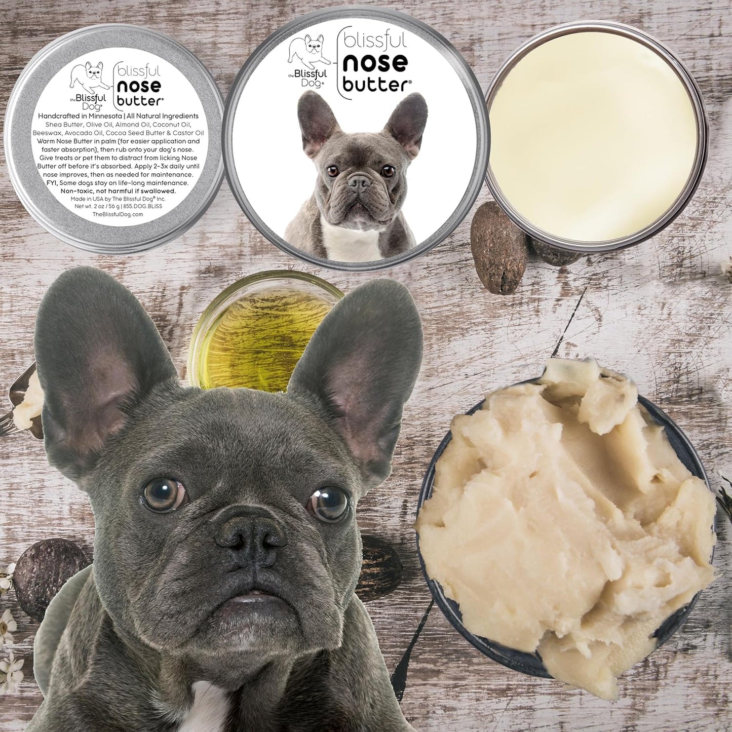 The Blissful Dog Blue French Bulldog Unscented Nose Butter - Dog Nose Butter, 2 Ounce