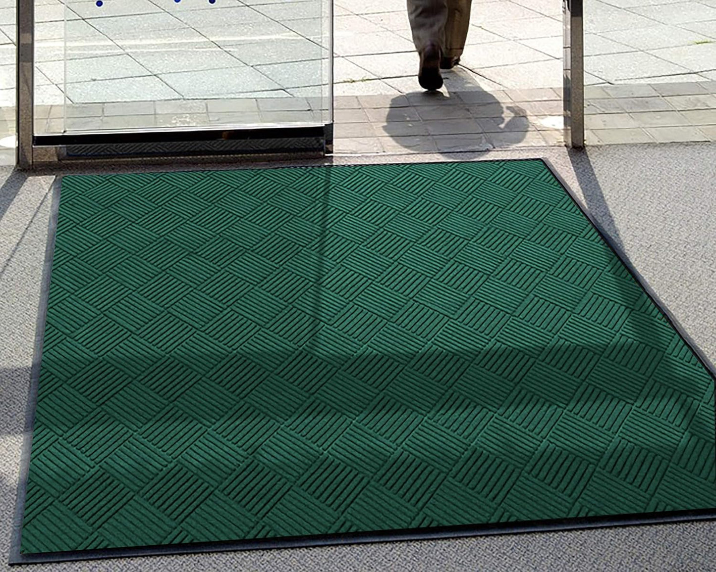 WaterHog Diamond | Commercial-Grade Entrance Mat with Rubber Border – Indoor/Outdoor, Quick Drying, Stain Resistant Door Mat (Evergreen, 3' x 12')