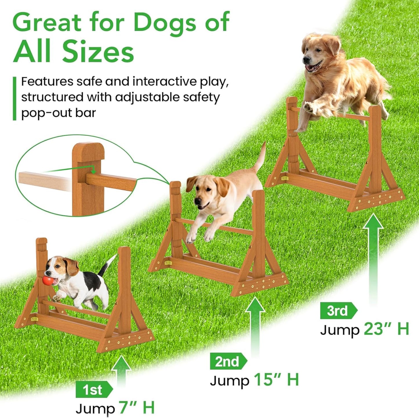 Dog Agility Set, Wooden Dog Agility Jumps & Dog Hurdles,Dog Agility Equipment, Dog Agility Course,Dog Agility Course Backyard Set,Obstacle Course for Dogs,Dog Hurdles Training Equipment