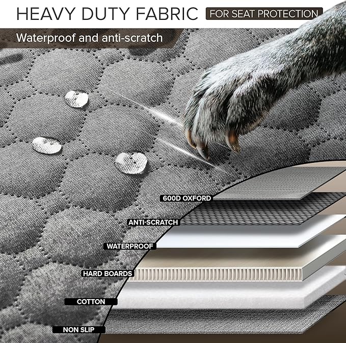 Back Seat Extender for Dogs, Heavy Duty Dog Car Seat Cover for Back Seat and Aggressive Chewer, Large Hard Bottom Car Seat Cover for Dogs, Dog Hammock for Car, Travel Pet Car Bed for Car, SUV, Truck