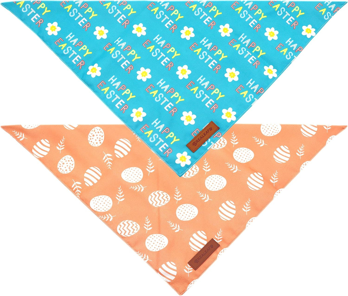 Realeaf Happy Easter Dog Bandanas 2 Pack, Reversible Pet Scarf for Boy and Girl, Premium Durable Fabric, Holiday Bandana for Small Medium Large and Extra Large Dogs (Small)