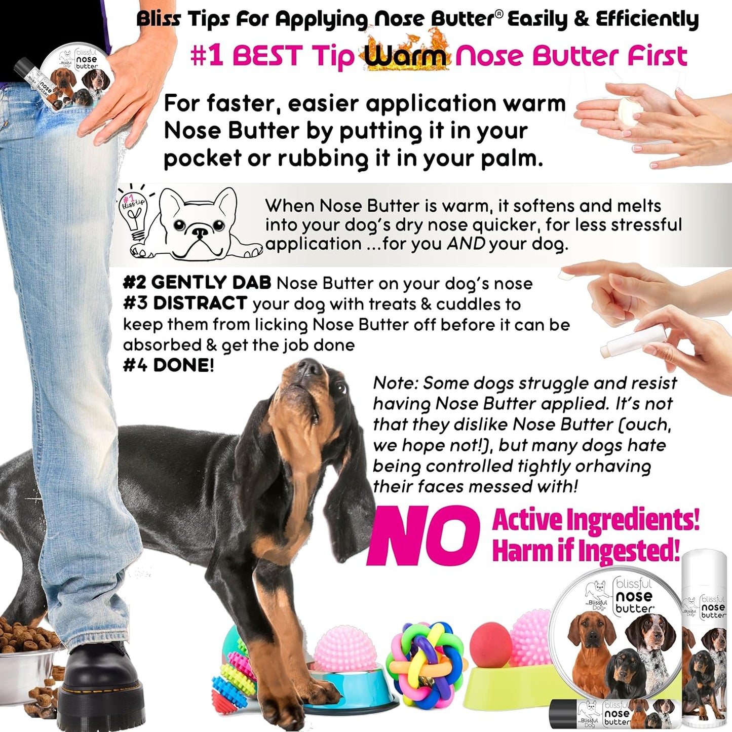 The Blissful Dog Coonhound Unscented Nose Butter, 2-Ounce