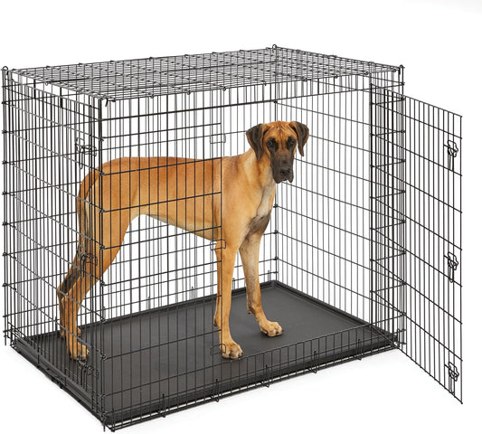 MidWest Homes for Pets Solutions Series XXL Double Door 54-Inch Dog Crate for the Largest Breeds, Sturdy Drop Pin Assembly, Black E-Coated, SL54DD