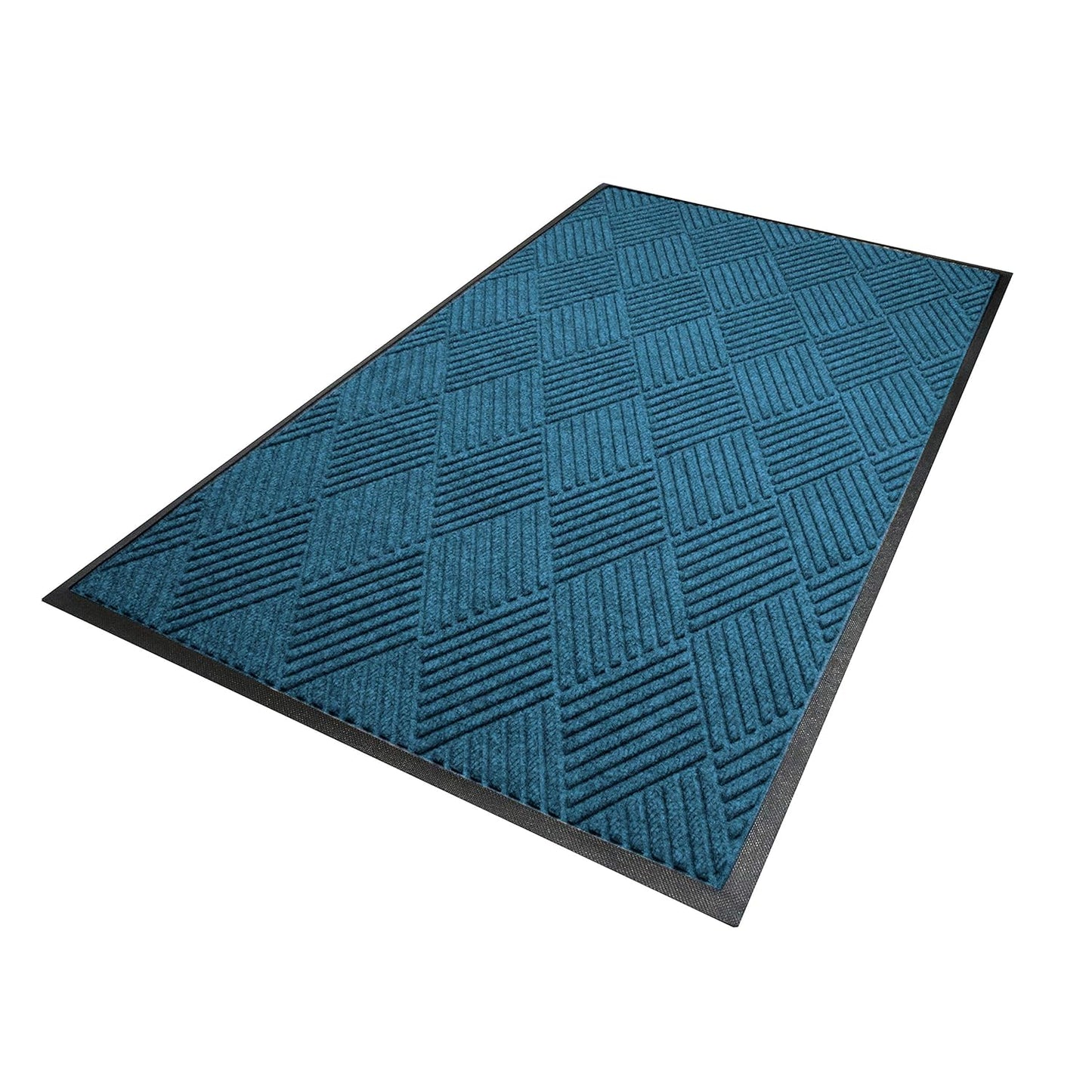 M+A Matting WaterHog Diamond | Commercial-Grade Entrance Mat with Rubber Border – Indoor/Outdoor, Quick Drying, Stain Resistant Door Mat (Medium Blue, 6' x 6')