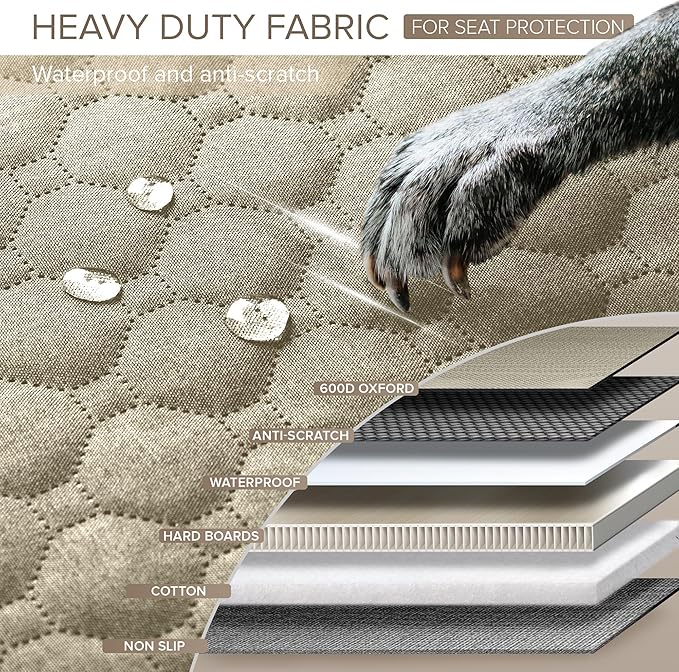 Back Seat Extender for Dogs, Heavy Duty Dog Car Seat Cover for Back Seat and Aggressive Chewer, Large Hard Bottom Car Seat Cover for Dogs, Dog Hammock for Car, Travel Pet Car Bed for Car, SUV, Truck