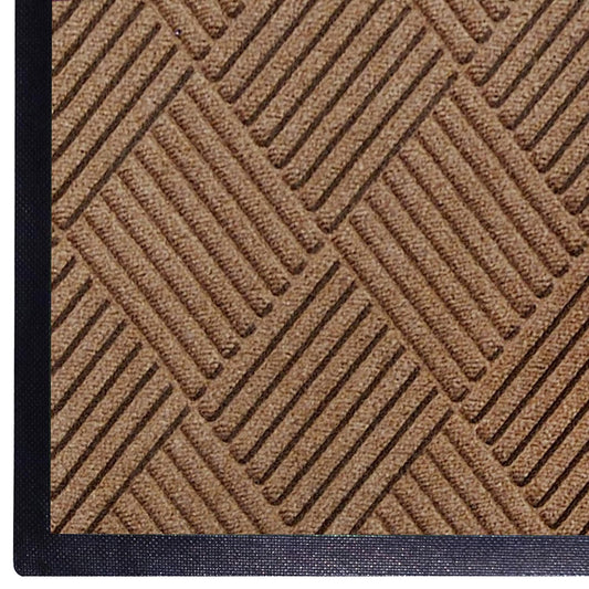 WaterHog Diamond | Commercial-Grade Entrance Mat with Rubber Border – Indoor/Outdoor, Quick Drying, Stain Resistant Door Mat (Medium Brown, 6' x 12')