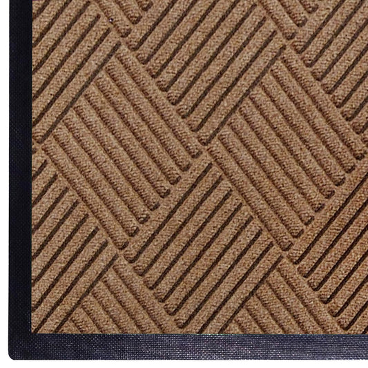 WaterHog Diamond | Commercial-Grade Entrance Mat with Rubber Border – Indoor/Outdoor, Quick Drying, Stain Resistant Door Mat (Medium Brown, 3' x 6')