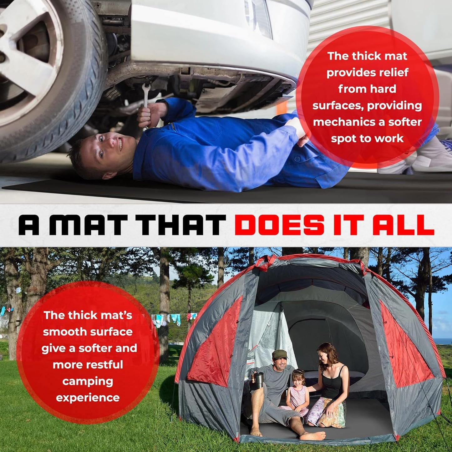 8FT x 4FT Extra Large Exercise Mat - PVC Floor Workout Mat with Carry Bag, Cleaning Cloth - Non slip Thick Workout Mats for Home Gym Flooring, Fitness Training Mat for Weights Pilates Cardio