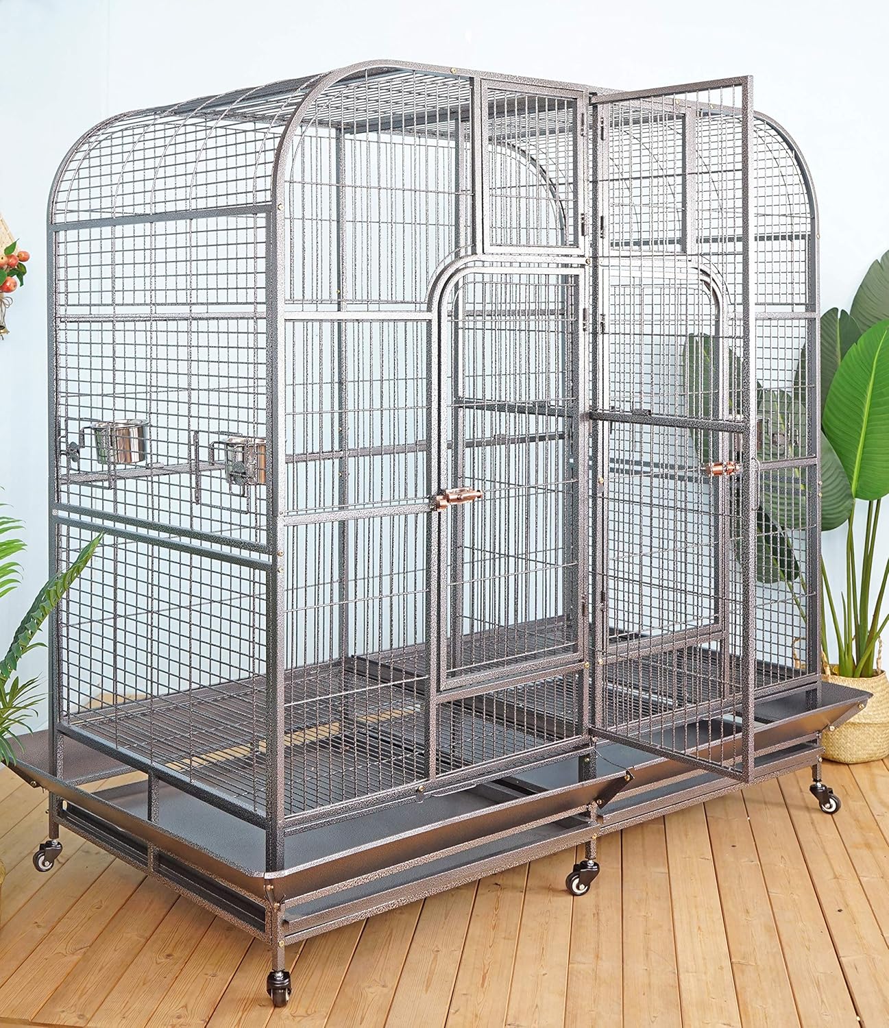 Double Cage with Center Divider for Bird Parrot Aviary W64xD32xH73 New