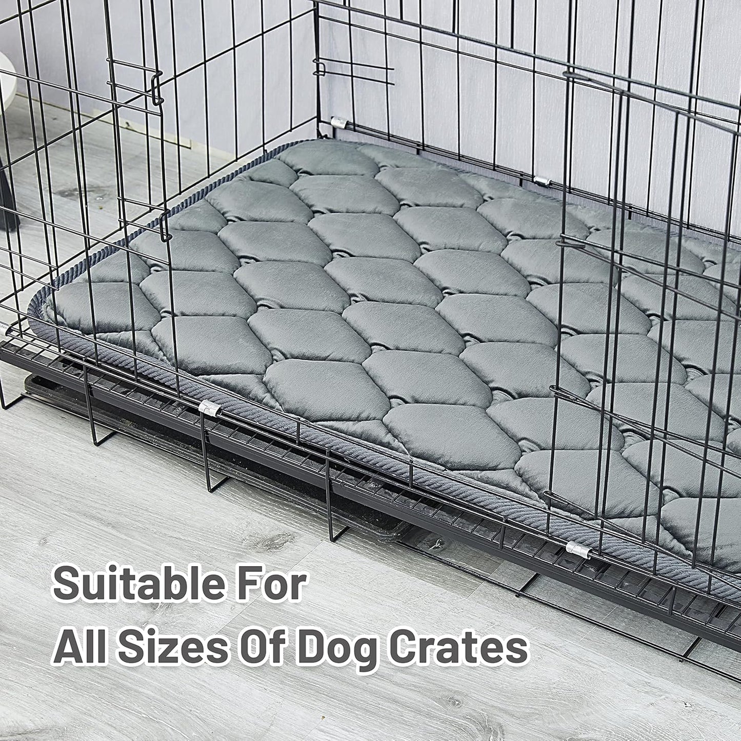 Dog Crate Mats,Soft Kennel Pads Washable with Anti-Slip Bottom,Dog Kennel Pads for Sleeping,Pets Mattress Cat Dog Beds for Large Medium Dogs(47x29,Grey)